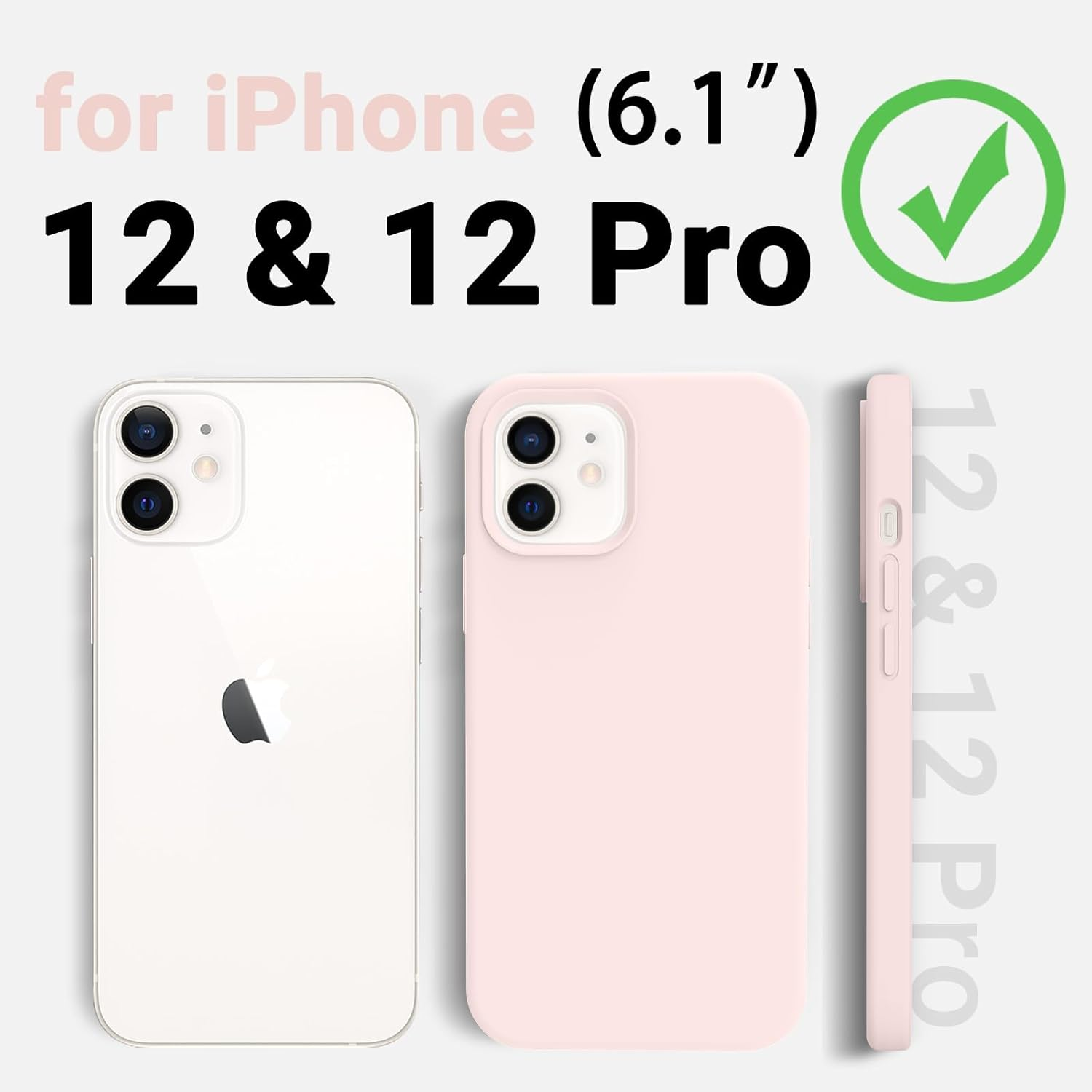 AOTESIER Compatible with Iphone 12 Phone Case and Iphone 12 Pro Case 6.1 Inch,Silky Touch Premium Soft Liquid Silicone Rubber Anti-Fingerprint Full-Body Protective Flexible Bumper Case (Chalk Pink) - Baby Blue image number 2