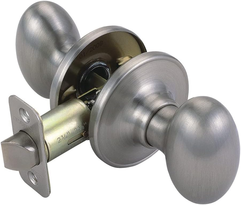Design House 750505 Egg 2-Way Latch Entry Door Knob, Adjustable Backset, Satin Nickel Finish