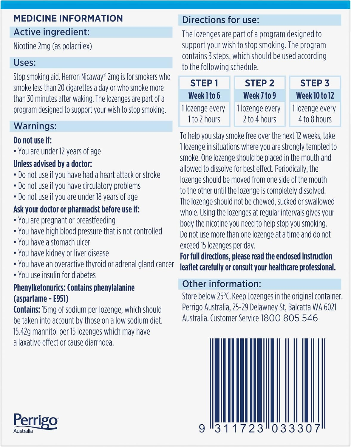 Nicaway 2Mg Stop Smoking Mint Lozenge (Pack of 72) image number 2