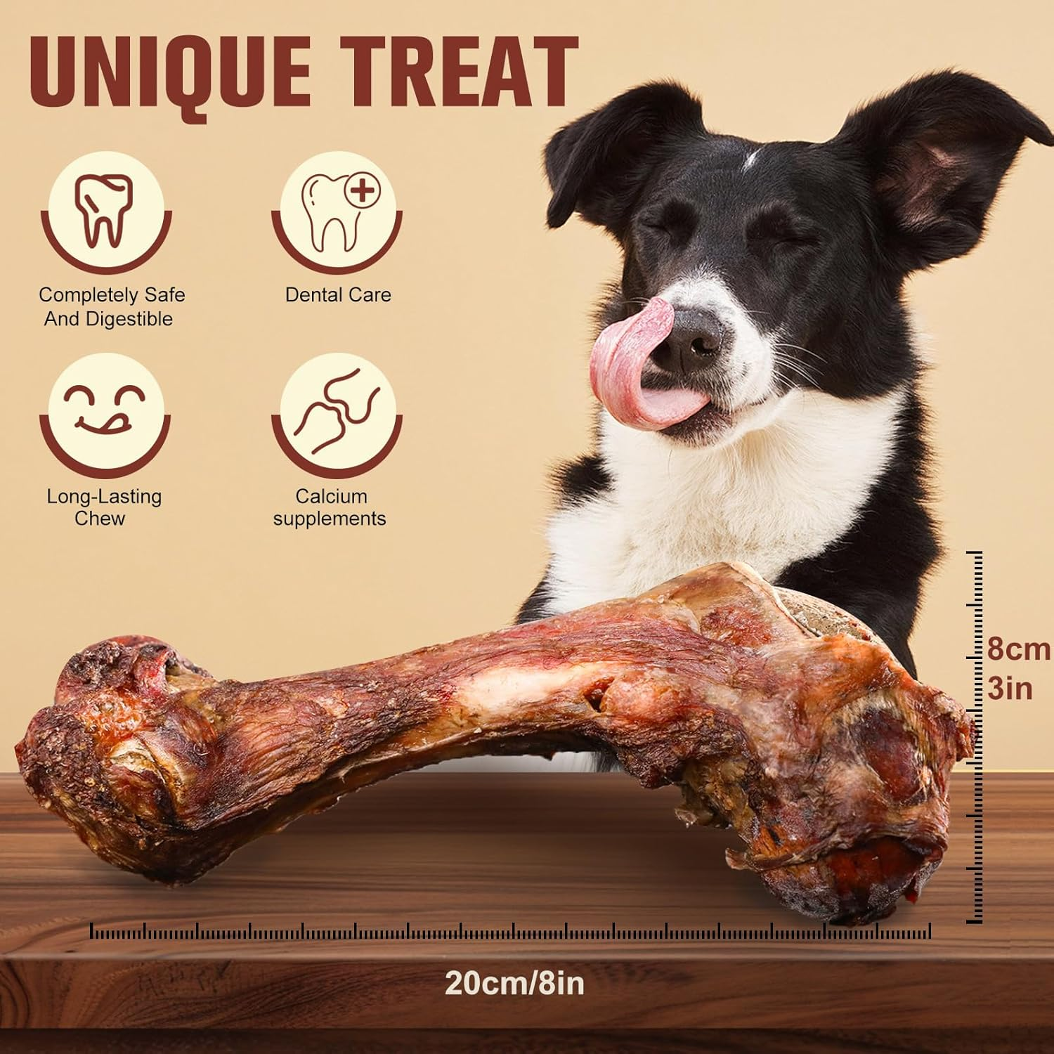 2-Pack Giant Beef Bones - Long-Lasting Chew Treats for Large Dogs | Grass-Fed Beef Bone for Heavy Chewers, Teeth-Cleaning (2PC) image number 2