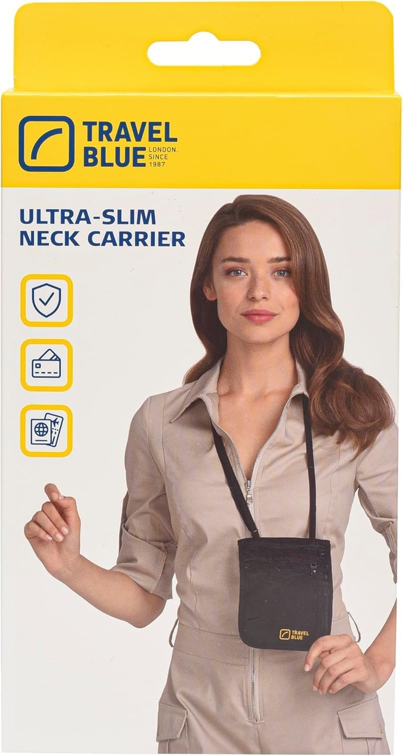 Travel Blue Neck Pouch for Men & Women (Ultraslim) - Black image number 3