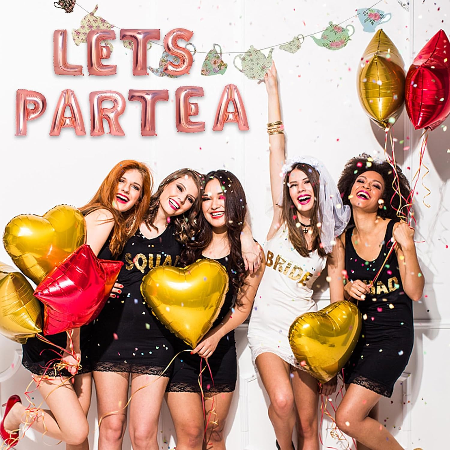 Tea Party Decorations Teapot & Teacup Party Decorations, LET'S PAR TEA Foil Balloon Decorations Princess Tea Party Decorations Tea for Two Party Decorations Suitable for Girls Birthday Party Supplies image number 4