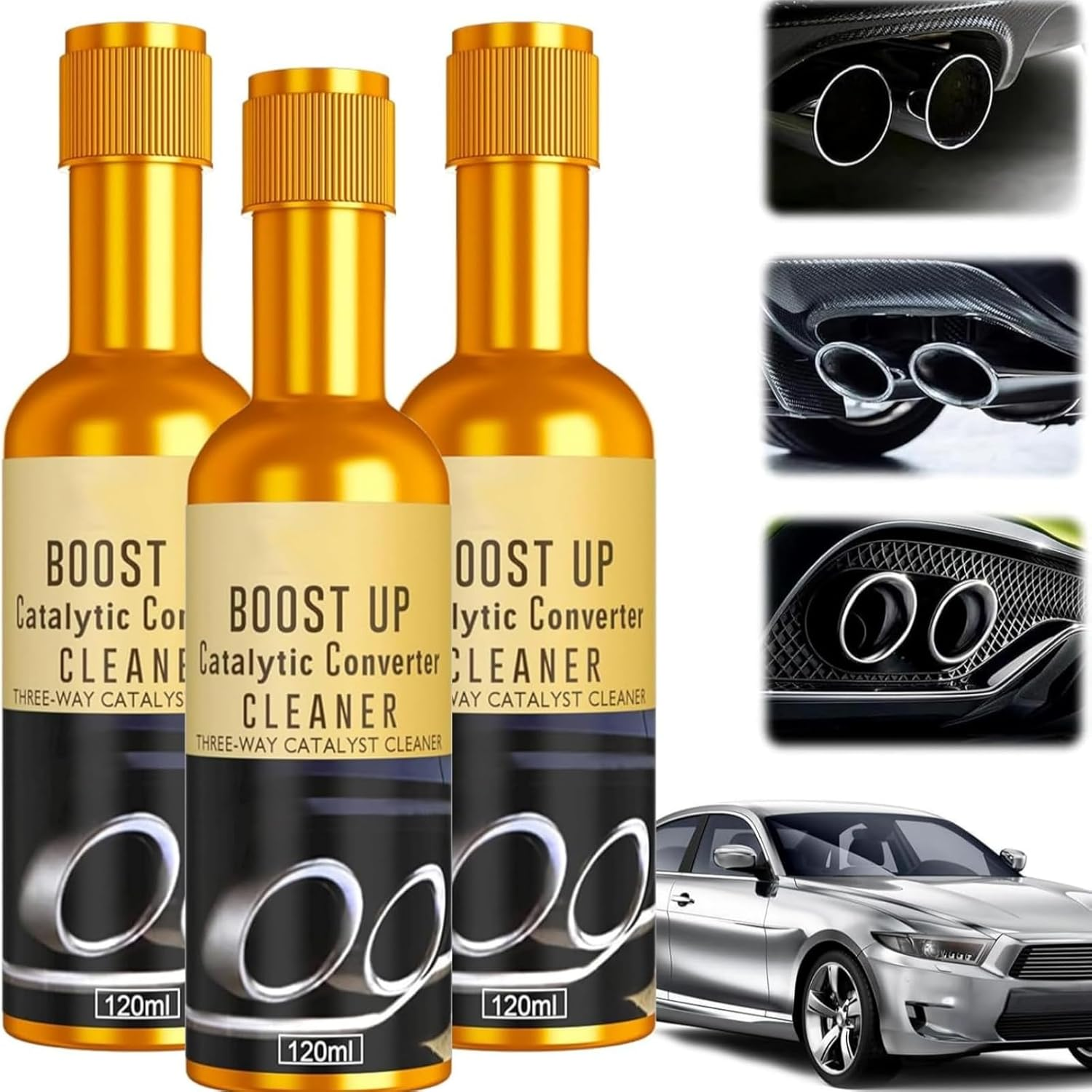3PCS Catalytic Converter Cleaner Kit, Boost up Catalytic Converter Cleaner Auto Parts Engine, Fuel and Exhaust Pipe Cleaners, Fuel System Treatment Oil for Gas and Diesel Car