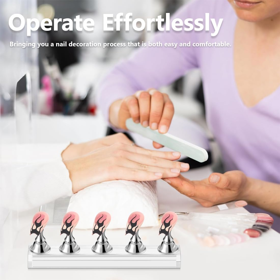 SIRLOMU Set of 2 Acrylic Nail Art Practice Racks, Magnetic Nail Tip Holder, Nail Practice Racks, Nail Training Display Racks image number 1