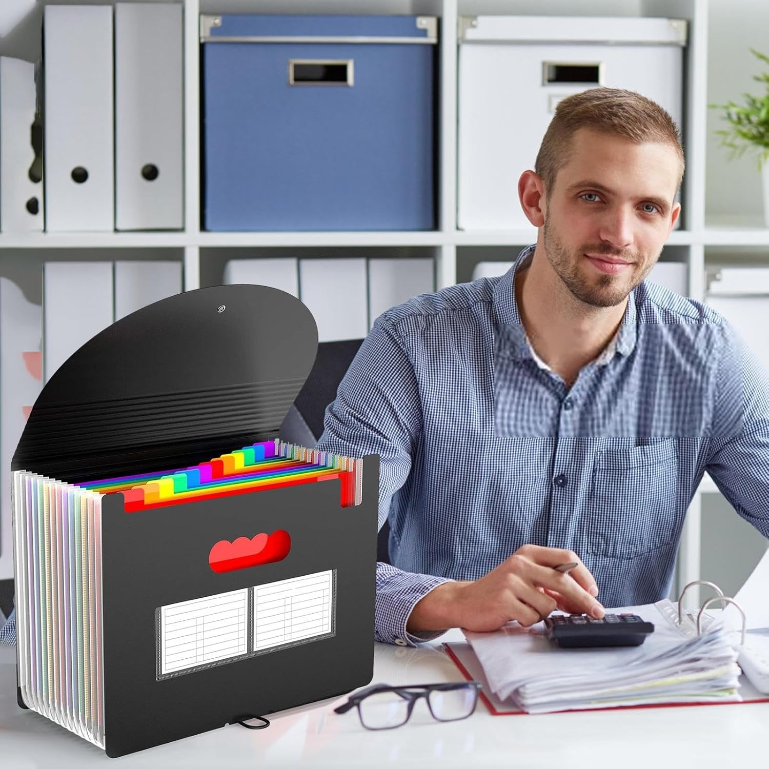 Accordion File Folders, Accordion File Organizer 12 Pocket Expanding File Folder, 12 Multi-Layer Expandable Desktop Accordion Folder, Fashion Expanding File Folder image number 6