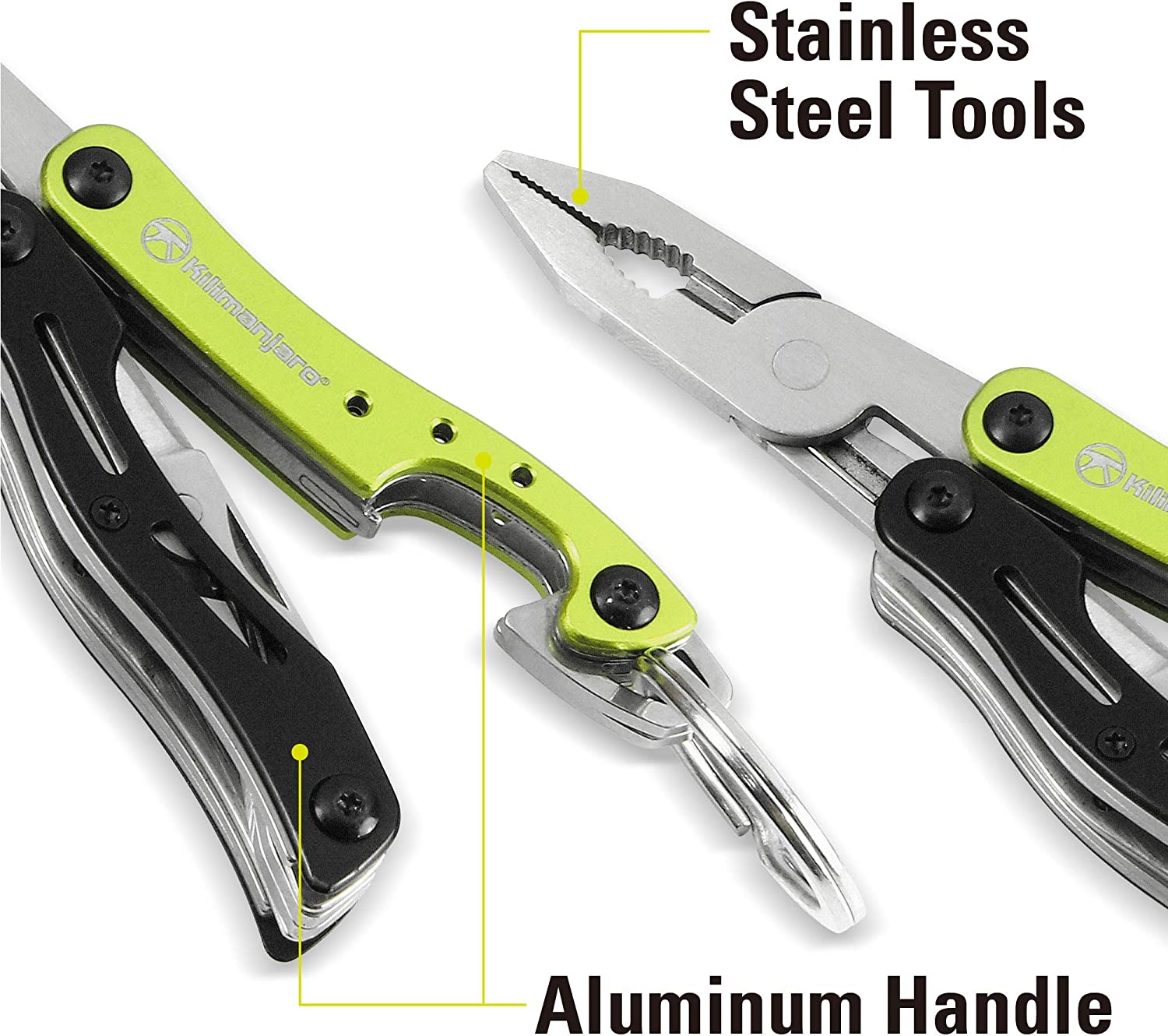 Kilimanjaro 910055 Ascend 9 in 1 Multi-Tool -With TSA Compliant, Long Nose Pliers, Wire Stripper, Bottle Opener, Scissors, Phillips and Slotted Screwdriver, Single Cut File, Tweezers, Key Chain image number 1