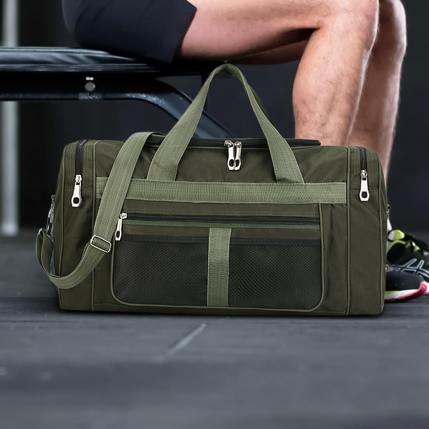 Arrovarp Large Capacity Gym Bag, 60X31X24Cm Waterproof Training Handbag Large Capacity Oxford Fitness Backpack, Lightweight Oxford Duffle Bags for Men & Women Traveling, as Sports Equipment Organizer image number 2