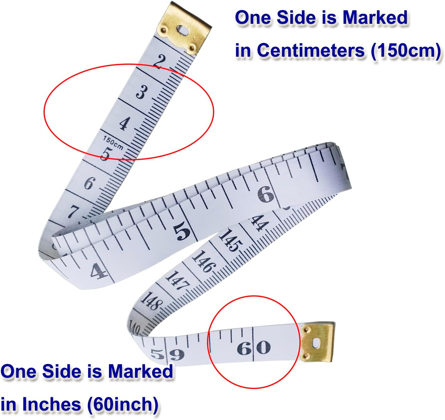 Body Measuring Tape, 2PCS White 60Inch/150Cm Soft Tape Measure for Body, Dual Sided Body Tape Measure for Sewing Tailor image number 2