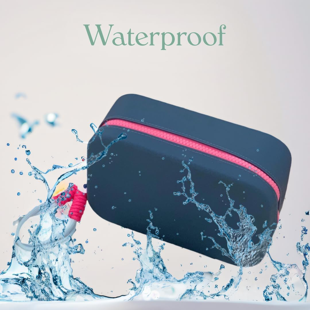 Makeup Bag,Cosmetic Case, Waterproof Stuff Bag, Beach Pouch for Swimming, Travel Makeup Bag, Silicone Toiletry Bag, Makeup Organazier Versatile Zipper Bag (Navy) image number 3