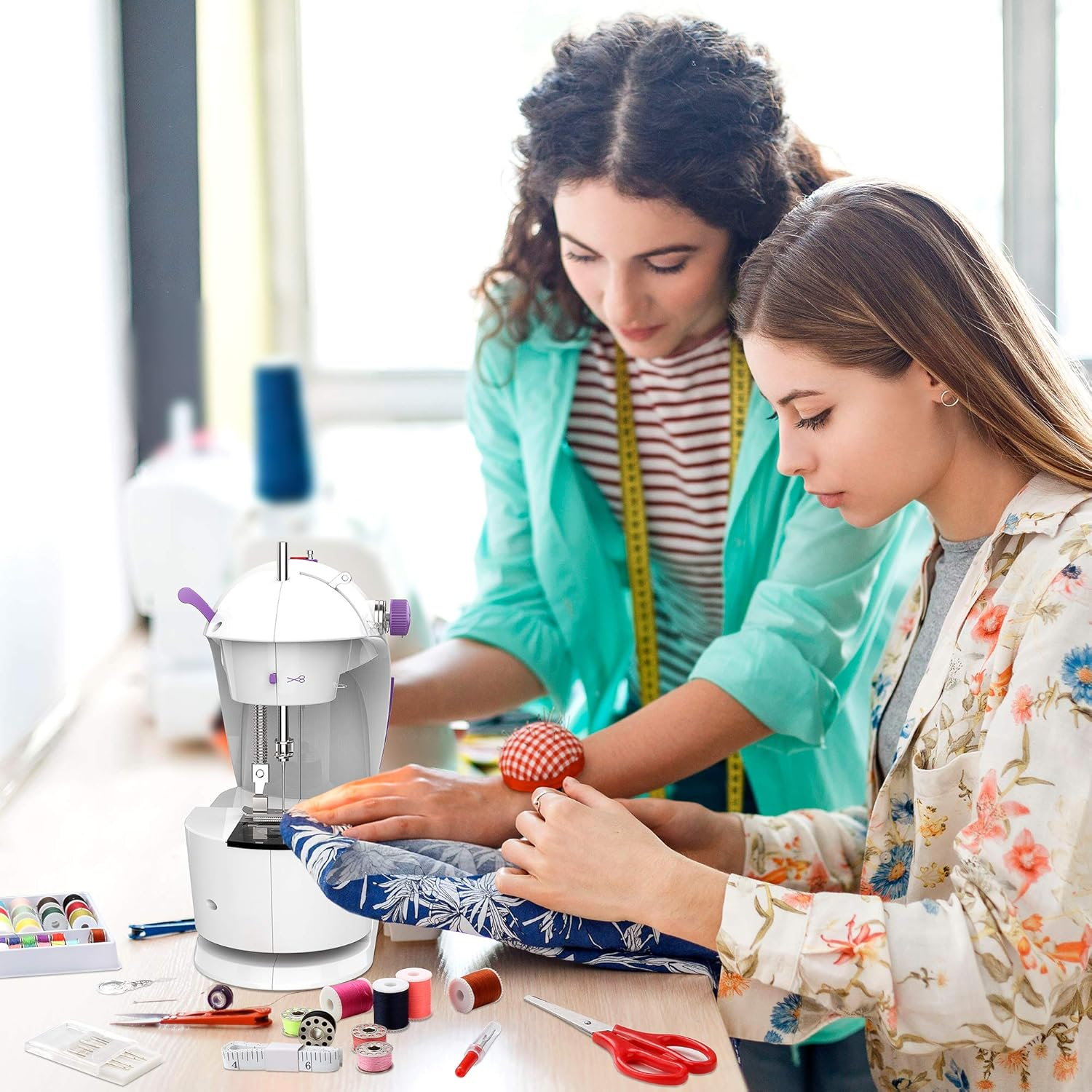 KPCB Tech Sewing Machine with 42Pcs Sewing Kit, Mini Sewing Machine with Foot Pedal & Extension Table, Dual Threads Electric Sewing Machines for Beginners image number 6