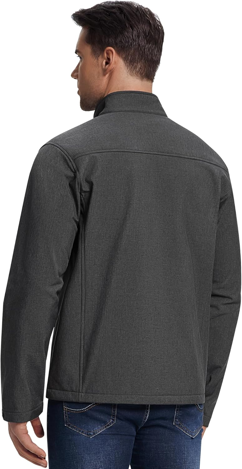 33,000Ft Mens Waterproof Jackets Fleece Lining Softshell Jackets Mens Outdoor Windproof Work Hiking Jackets for Men with Zip Pocket