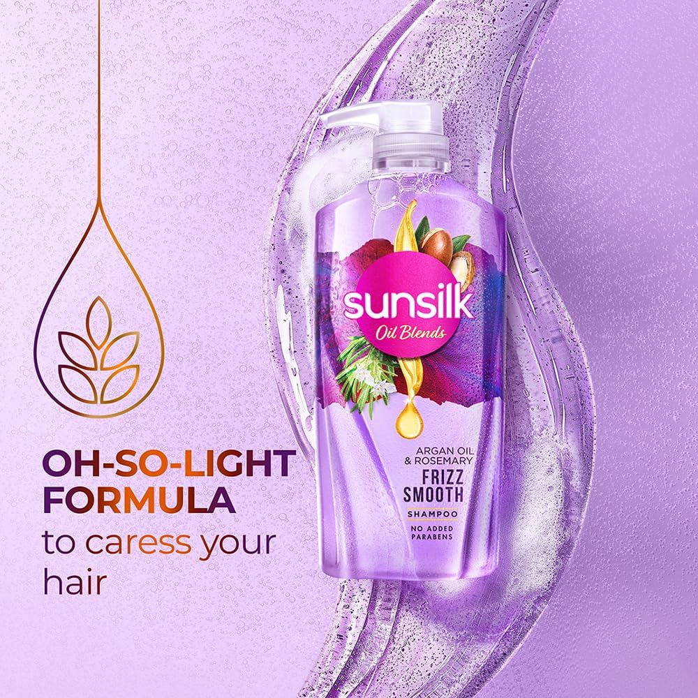 Sunsilk Argan Oil & Rosemary Frizz Smooth Oil Blends Shampoo | for Frizzy Hair | with No Added Parabens | 700 ML image number 1