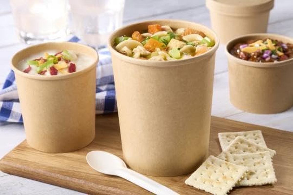 25 Sets,16Oz Kraft Disposable round Containers W/Lids, (95Mm X 105Mm), for Hot and Cold, Ice Cream, Soup, 473Ml Brown Takeaway Tubs