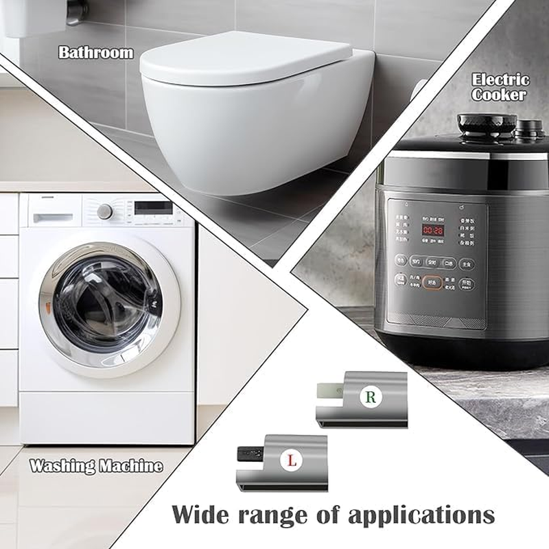 Toilet Seat Hinges Replacement Set, Metal Alloy, Soft Close, Universal Fit, Left & Right