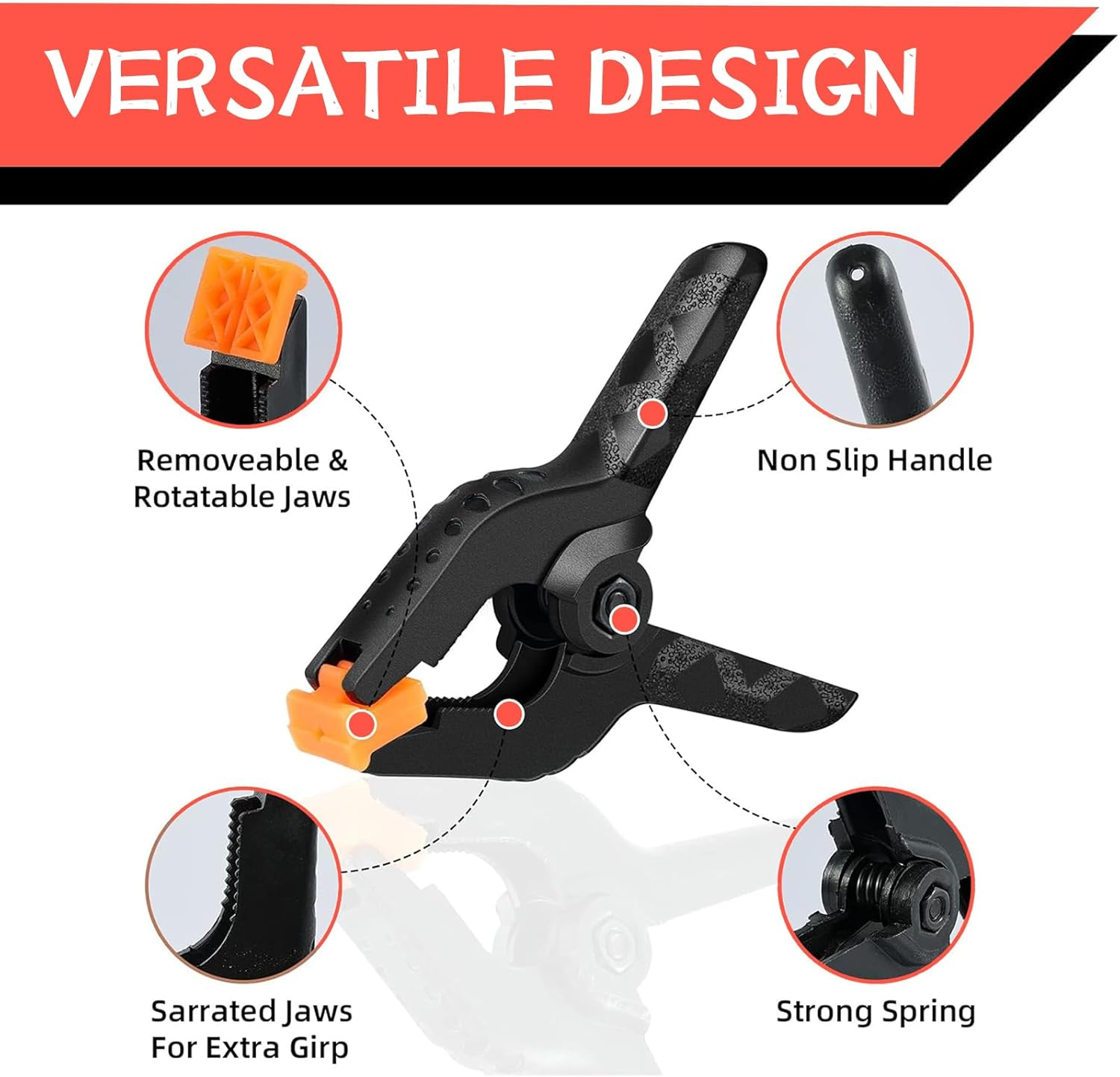 2.7 Inch Heavy Duty Plastic Spring Clamps, 20-Pack Mini Backdrop Clips for Photography Studio, Woodworking, Crafts & Home Improvement image number 6