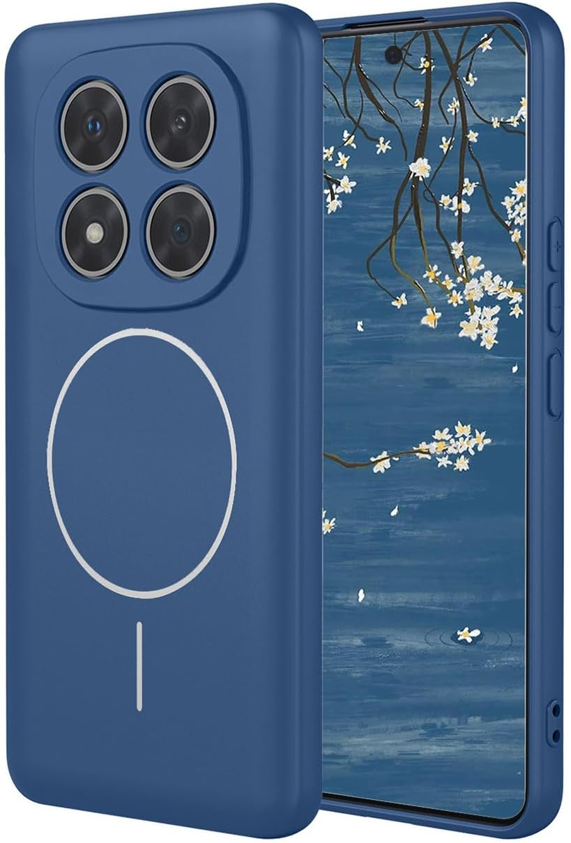 YUEQIAN Magnetic Design for Xiaomi Redmi Note 14 Pro 5G/Poco X7 5G Case, Soft Liquid Rubber Silicone with Microfiber Lining, Supports Wireless Faster Charging Shockproof Cover. Dark Green