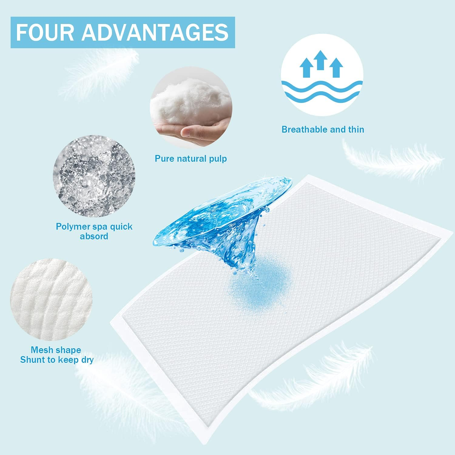 Baby Disposable Changing Pad, 50 Pack Soft Non-Woven Fabric Breathable Waterproof Underpads, Portable Leak-Proof Mattress Protector, Incontinence Bed Pads image number 5