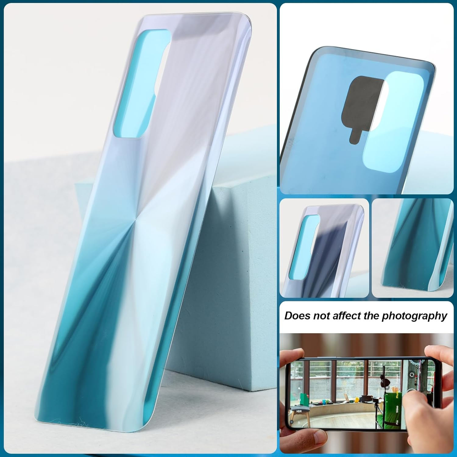 Rongzy Battery Cover Suitable for Huawei P30 Lite/Nova 4E Back Cover Battery Door Housing Back with Tool Kit (Blue) image number 6