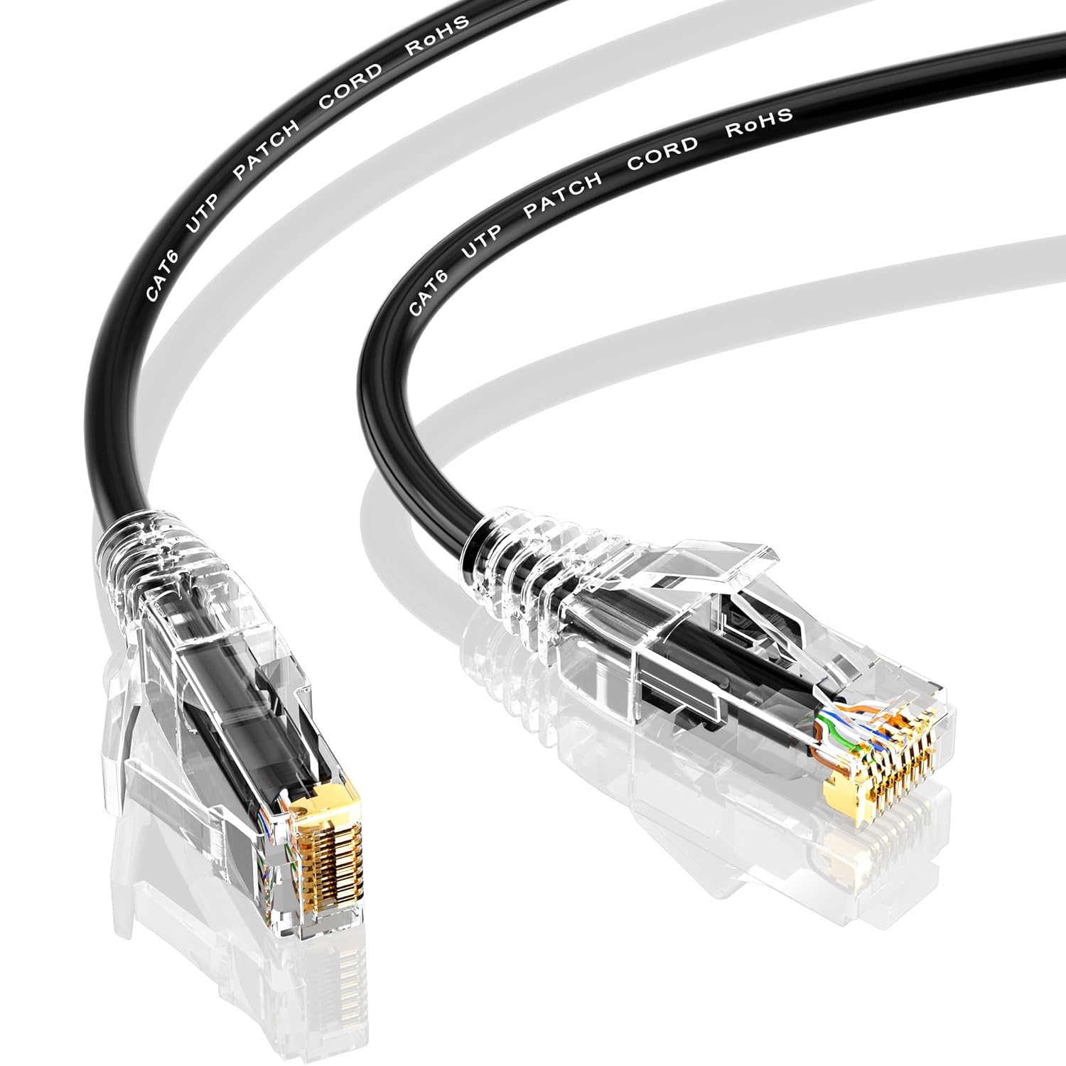 Ethernet Cable Slim 10M, High-Speed Cat 6 Ethernet Cable 10G Support, Flexible Cat6 Internet LAN Wire with Rj45 Connector Professional Black Patch Cord, Suitable for Indoor&Outdoor Design-Round image number 3