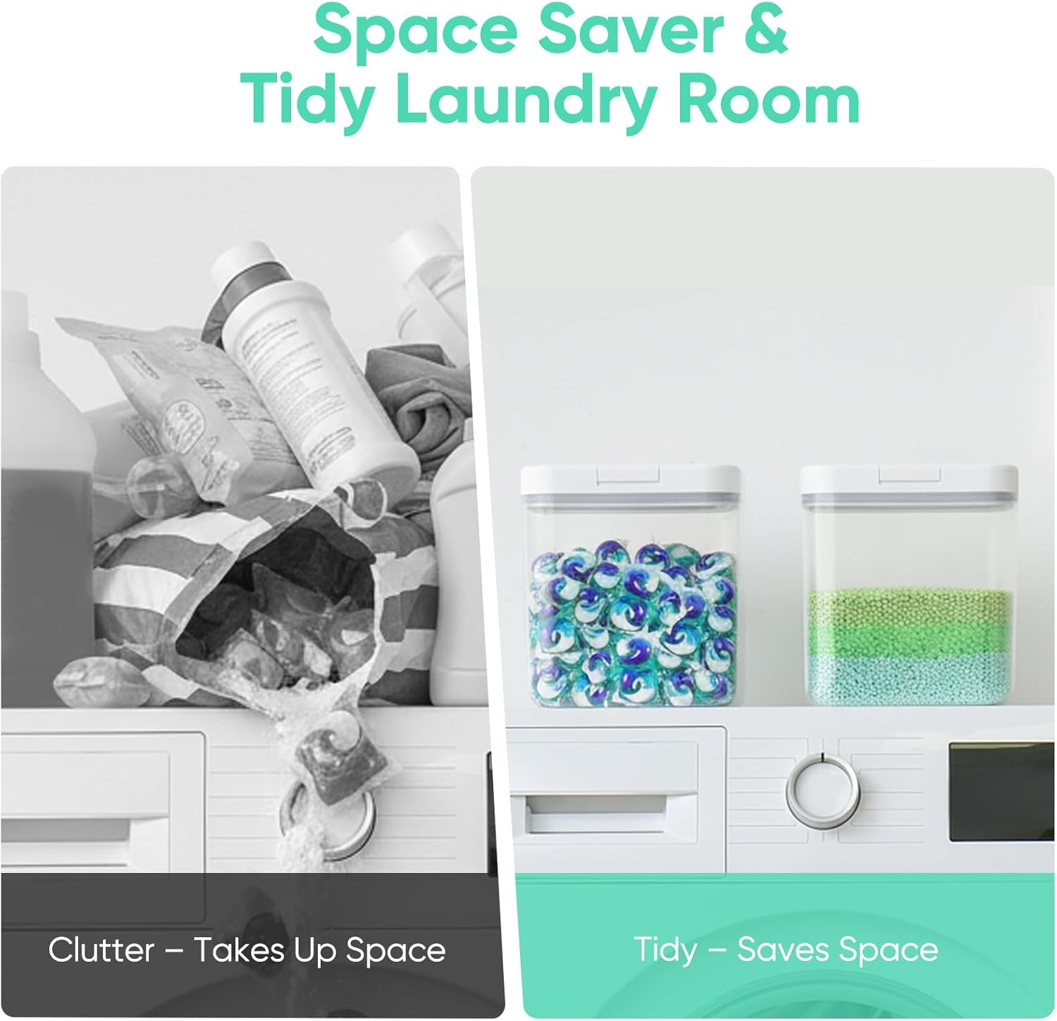 Mannicix Pack of 2 Containers for Detergent, Detergent Box with Spoon, Storage Box for Washing Powder, Laundry Detergent Storage, 2L Detergent Container for Washing Capsules, Bath Bombs image number 5