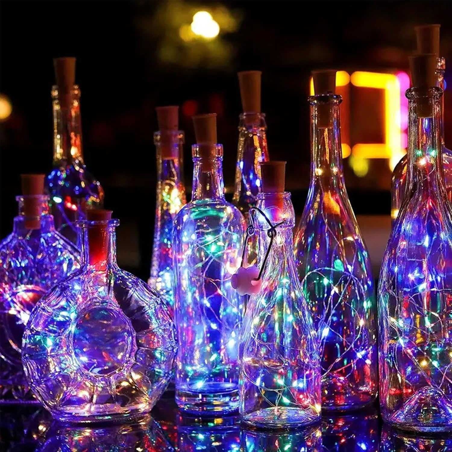 Koboko 2 X Solar Wine Bottle Fairy Lights, Multi-Colour, 2 Metres, 20 LED Lights