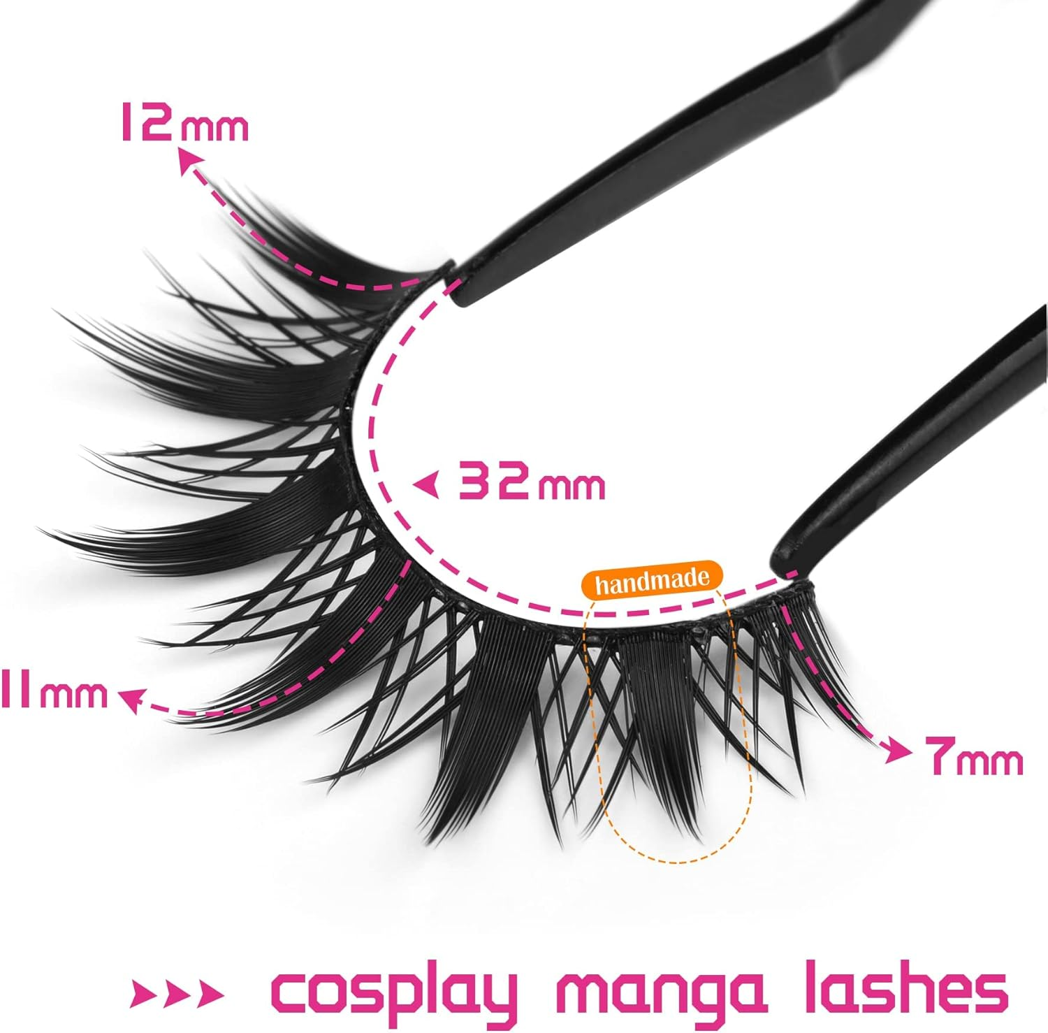Geeneiya Manga Cosplay Lashes: Thick Cat Eye Lashes, 10 Pairs - Black image number 4