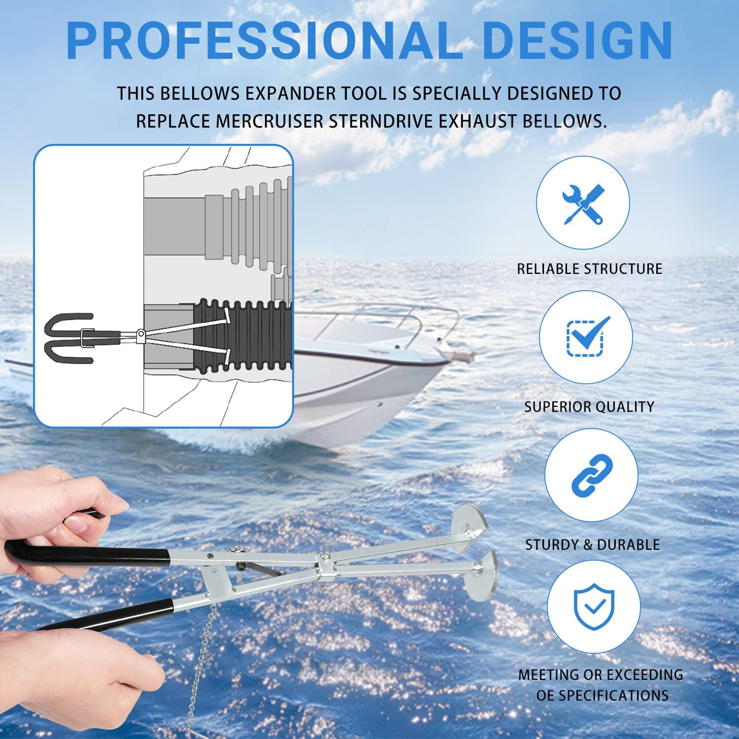 Exhaust Bellows Expander Tool Fits Mercruiser Sterndrive Exhaust Bellows Replace 91-45497A1 91-8M0096108 Sierra 18-9847 GLM 90360 image number 4