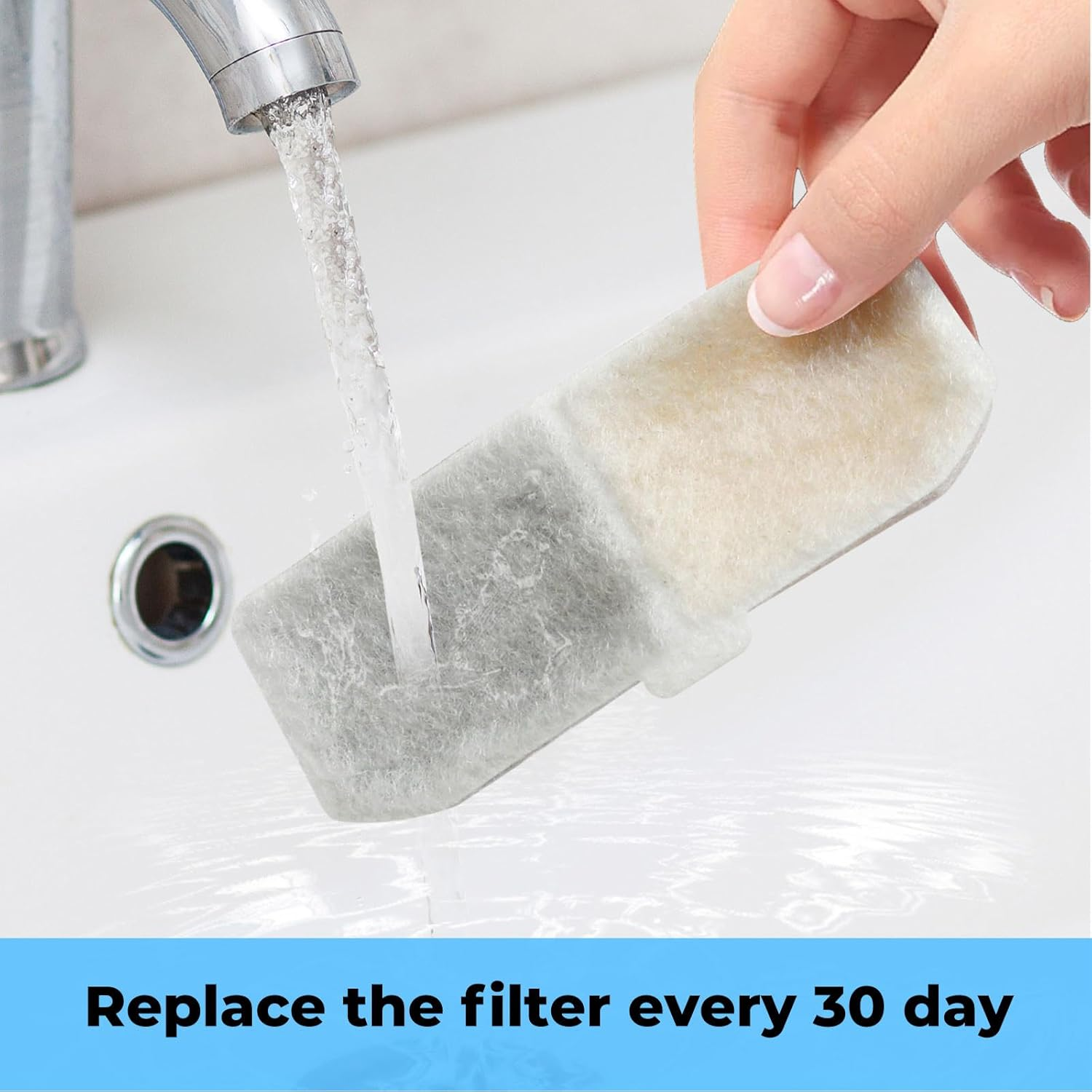 Pawz Pet Cat Water Fountain Filter, 3 Pieces Filters for Automatic Pet Fountain, Suitable for Pawz Cat Fountain, Triple Filtration System image number 1