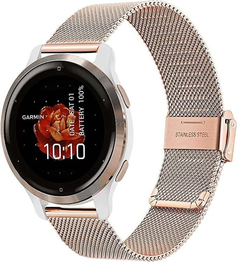 SENLY Compatible with Garmin Venu 2S/ Vivomove 3S/ Vivoactive 4S Band, 18Mm Metal Stainless Steel Adjustable Replace Replacement Bands Fitness Strap for Garmin Venu 2S/Garmin Vivomove 3S image number 5