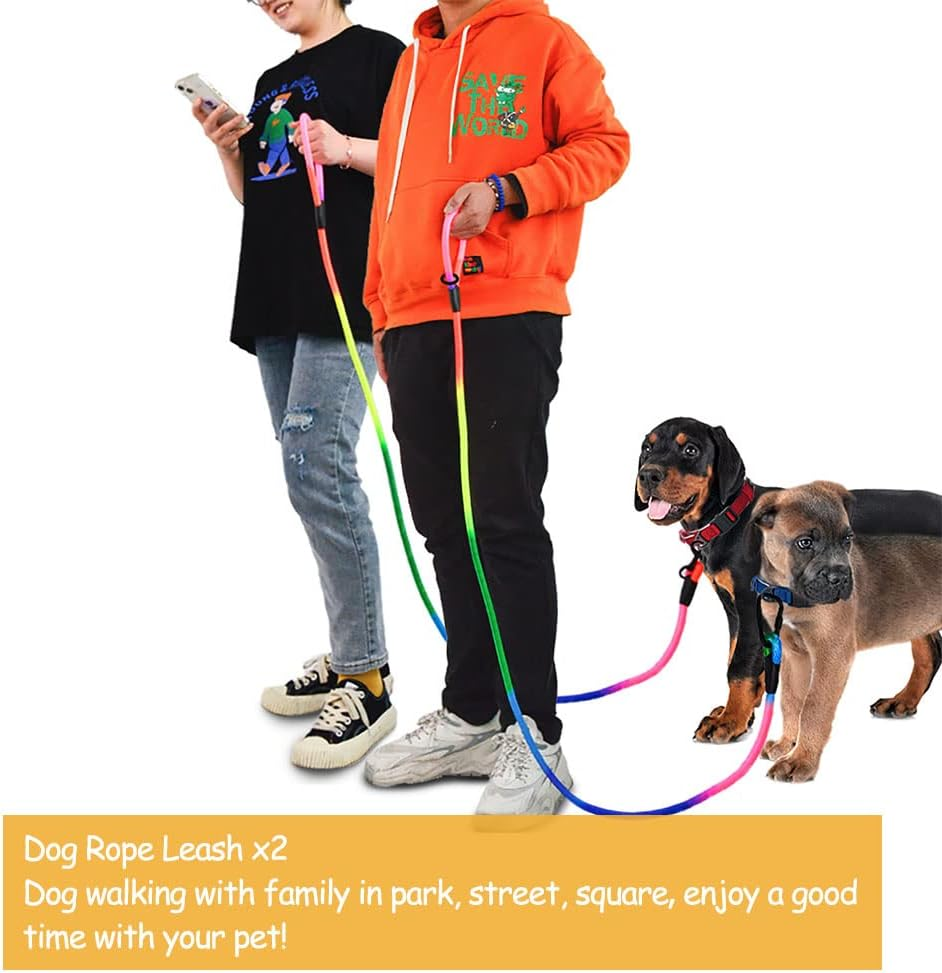 JOPOY Hands Free Dog Leash 9.8Ft Rope Crossbody Dog Leash Reflective for Large Medium Small Dogs Walking, Jogging and Running，Dog Training Leash (Rainbow, 9.8Ft) image number 1