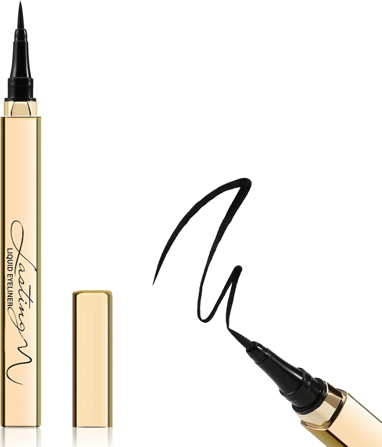 Boobeen Liquid Eyeliner, Waterproof Eyeliner Pen with Felt Tip, Liquid Ink Eye Liner Pen to Create Bold Eye Looks, Smooth Application, Black image number 3