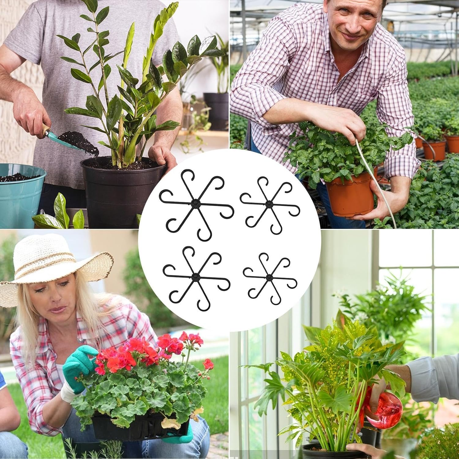 Plant Stem Holder, Climbing Indoor Plant Trunk Support, 4PCS Plants Support Stake, Reusable Flower Plants Stakes Climbing Houseplant Trellis for Potted Plants - Green image number 4