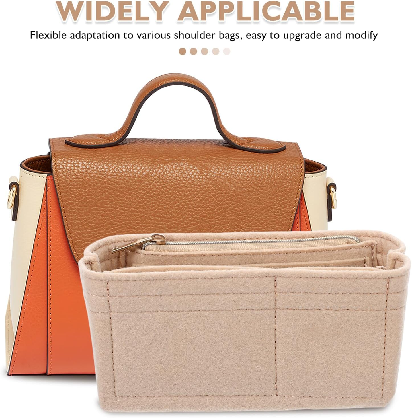 KESYOO Felt Bag Organizer with Zipper, Inner Liner for Makeup Bag, Multipurpose Insert for Handbag, Protection and Organization for Daily Use and Travel