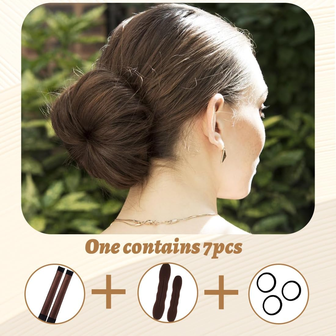 COYUN Pack of 7 Bun Maker, Braiding Aid Hair Girls and Women, Hair Knitting Tool Accessories, DIY Hair Styling for Long and Short Hair, Doughnut Hair Bun Maker image number 1