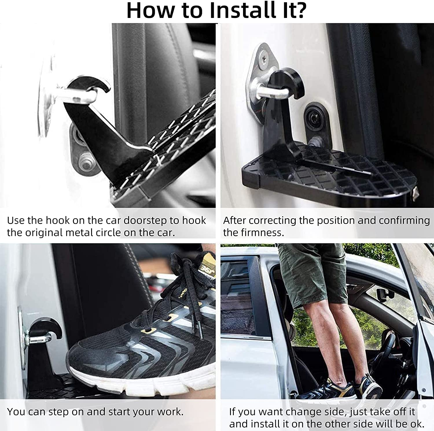 Car Doorstep Worthplanet Multifunction Ladder Foot Pegs Car Roof Rack Step Car Door Step Foot Pedal with Safety Hammer for Car Rooftop Roof-Rack Truck SUV Jeep RV Off-Road W120035