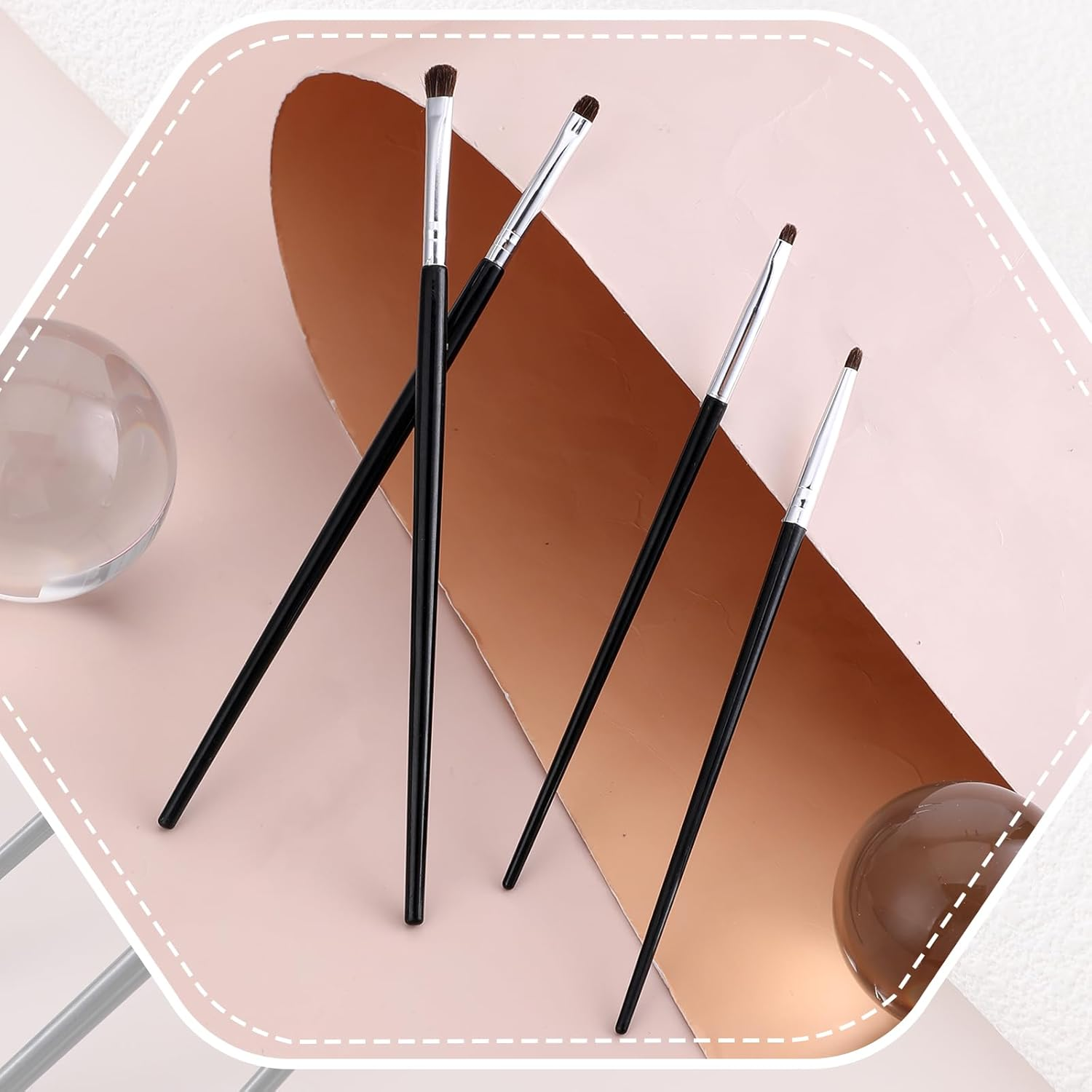 Mini Smudge Brush for Eyeliner Eyeshadow Brushes Eyeliner Brushes for Powder Gel Cream Liquid Concealer Eyeliner Blending Highlighting Brush Concealer Brush Soft Natural Pony Hairbrush Eye Makeup image number 3