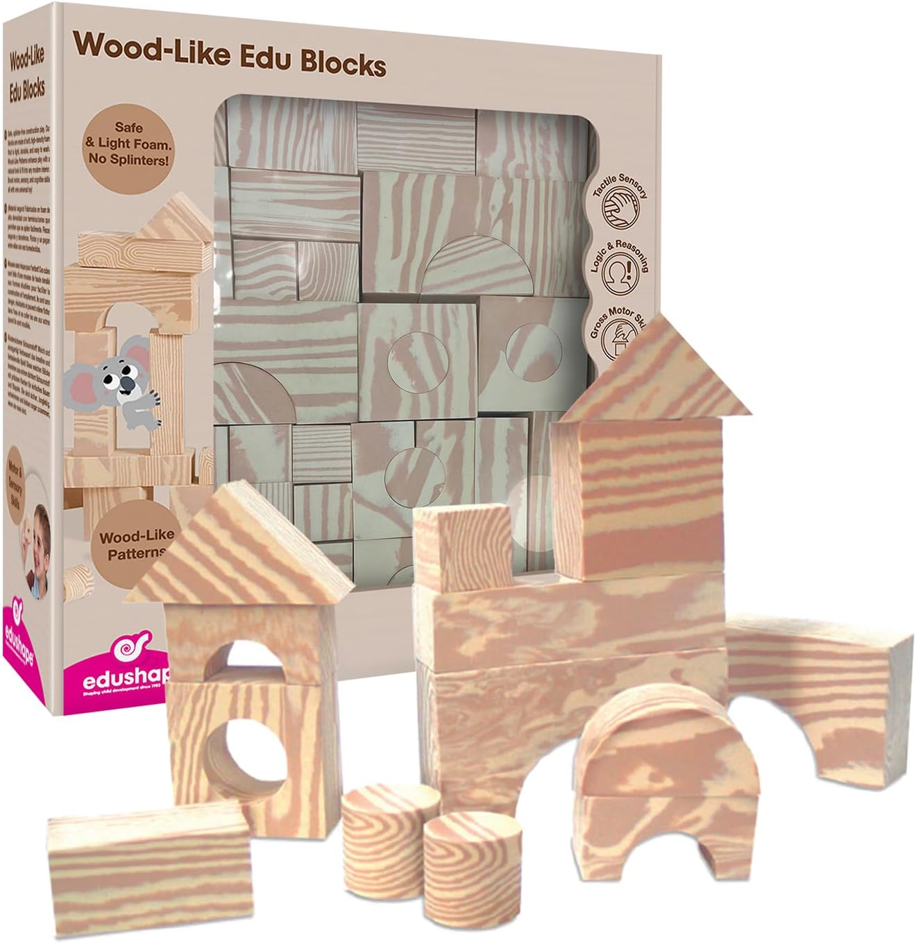 Edushape Edu Blocks &ndash; Ed 716071 Faux Wood 80Pcs Building Game image number 3