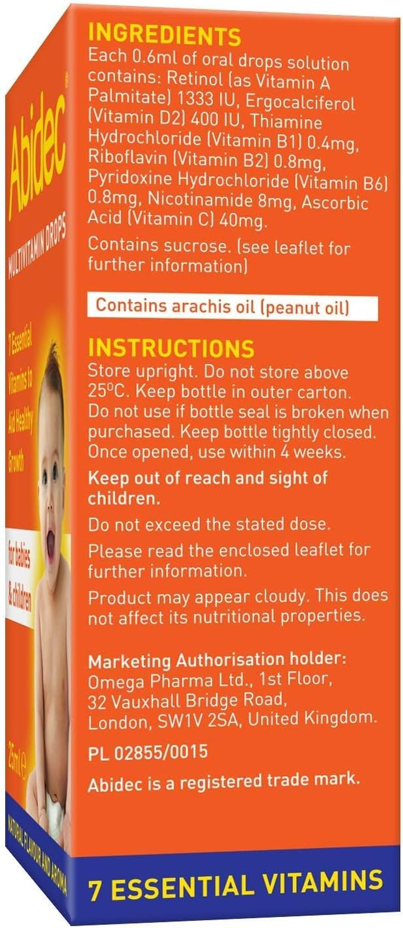 Abidec Multivitamin Supplement for Babies and Children Drop, 25Ml image number 3