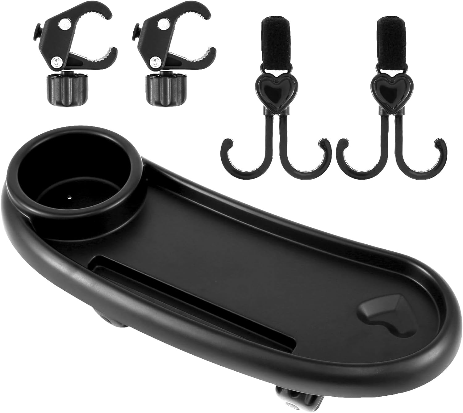 Fulasun Stroller Snack Tray with Cup Holder Universal Stroller Food Tray Removable Baby Snack Tray with Adjustable Buckle and Hooks Reusable Stroller Snacks Holder for Strollers image number 2