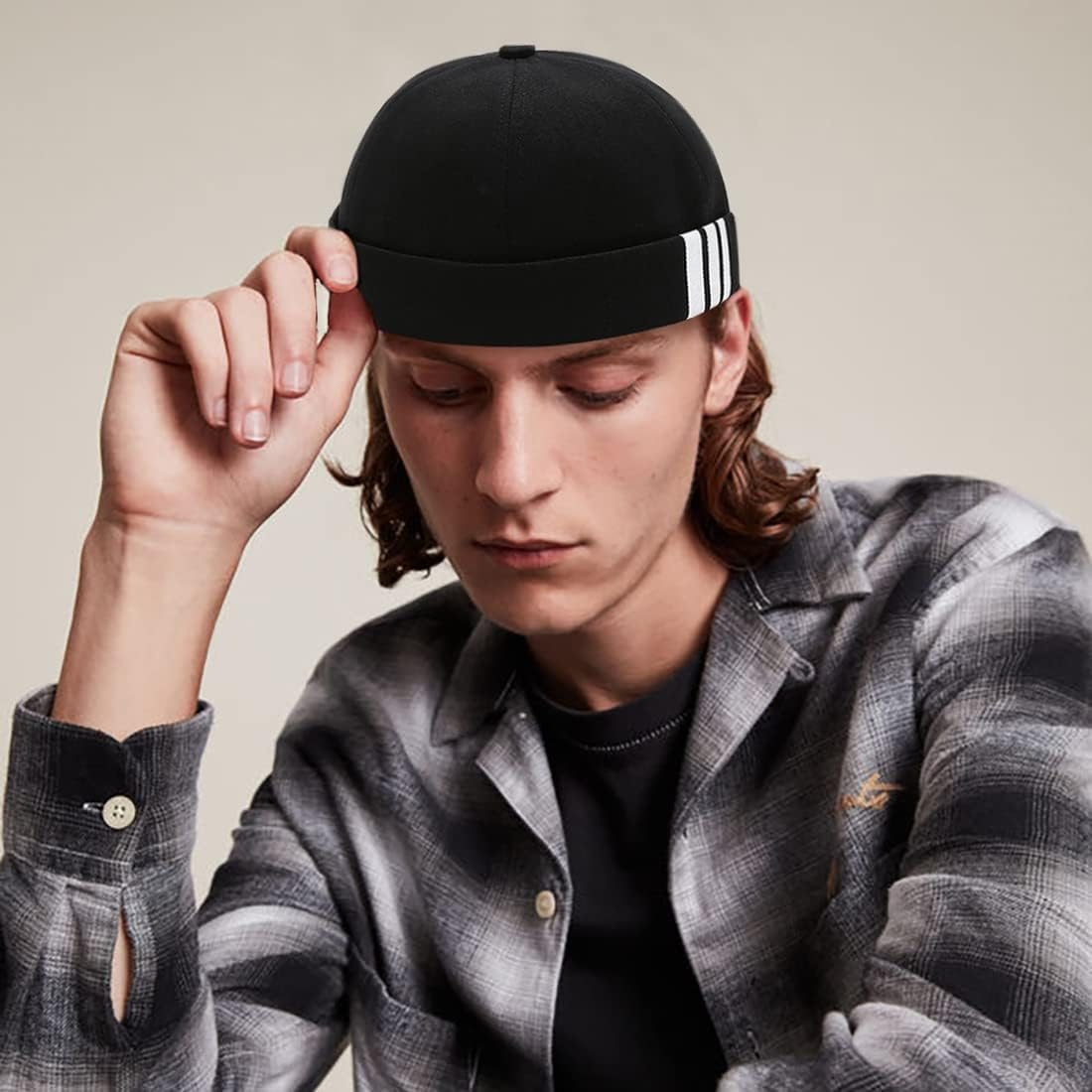 XYIYI Cotton Brimless Docker Cap Adjustable Street Casual Sailor Cap Skullcap Beanie Hat