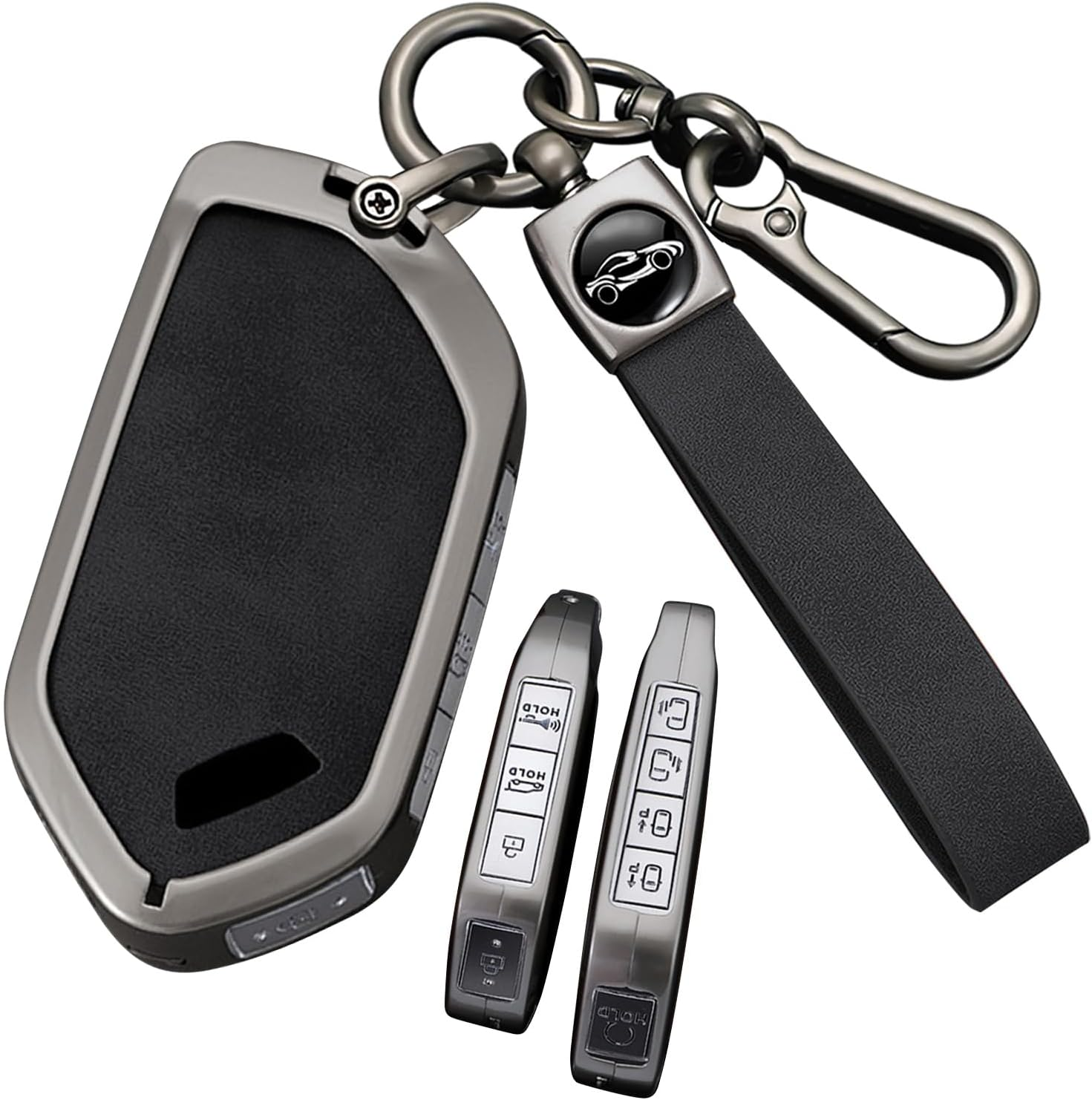 Ontto Car Key Fob Cover Case Fit for Kia Picanto Sorento MQ4 Carnival KA4 Morning K5 Carens 2024 2025 4 5 6 7 8 9 Buttons Smart Key Holder Metal Leather Shell Bag Keyring Keychain Accessories
