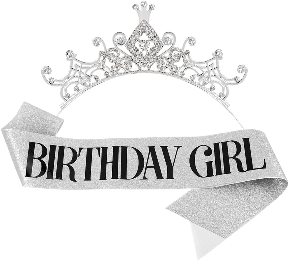 AOPRIE Birthday Girl Sash for Women Girls Mermaid Birthday Headbands Birthday Tiara & Crowns for Girls Happy Birthday Accessories Favor Supllies Blue, 2 Pack