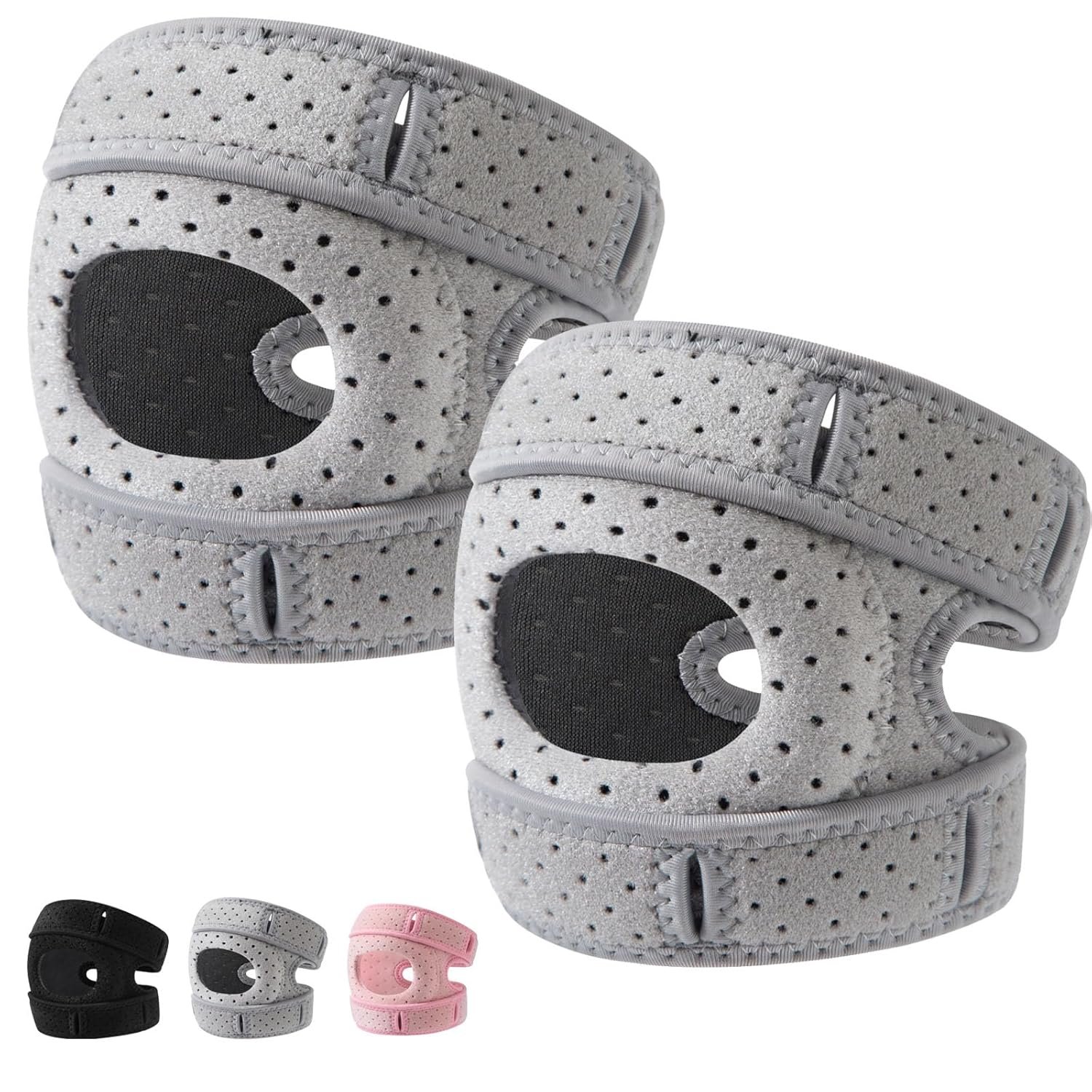 Wellknee Knee Brace 2 Pack &ndash; Adjustable Patellar Support with Tendon Pad &ndash; Relieves Knee Pain, Supports Joint Alignment, for Men & Women, Arthritis, Meniscus, Sports & Running (Grey,L) image number 3