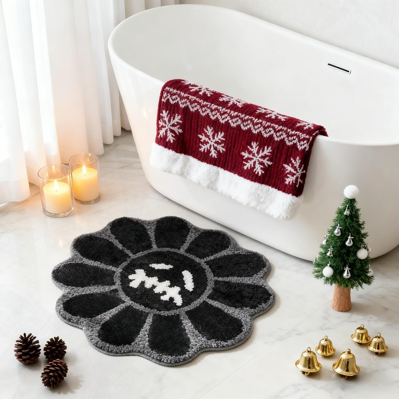 Shovagy Trippy Happy Face Rug Cool Rugs Tufted Quick Dry Bath Mats for Bathroom Non Slip Bath Mat Water Absorbent 3.3FT Black Bathroom Rugs Halloween Gothic Ghost Skull Horror Decor Carpet