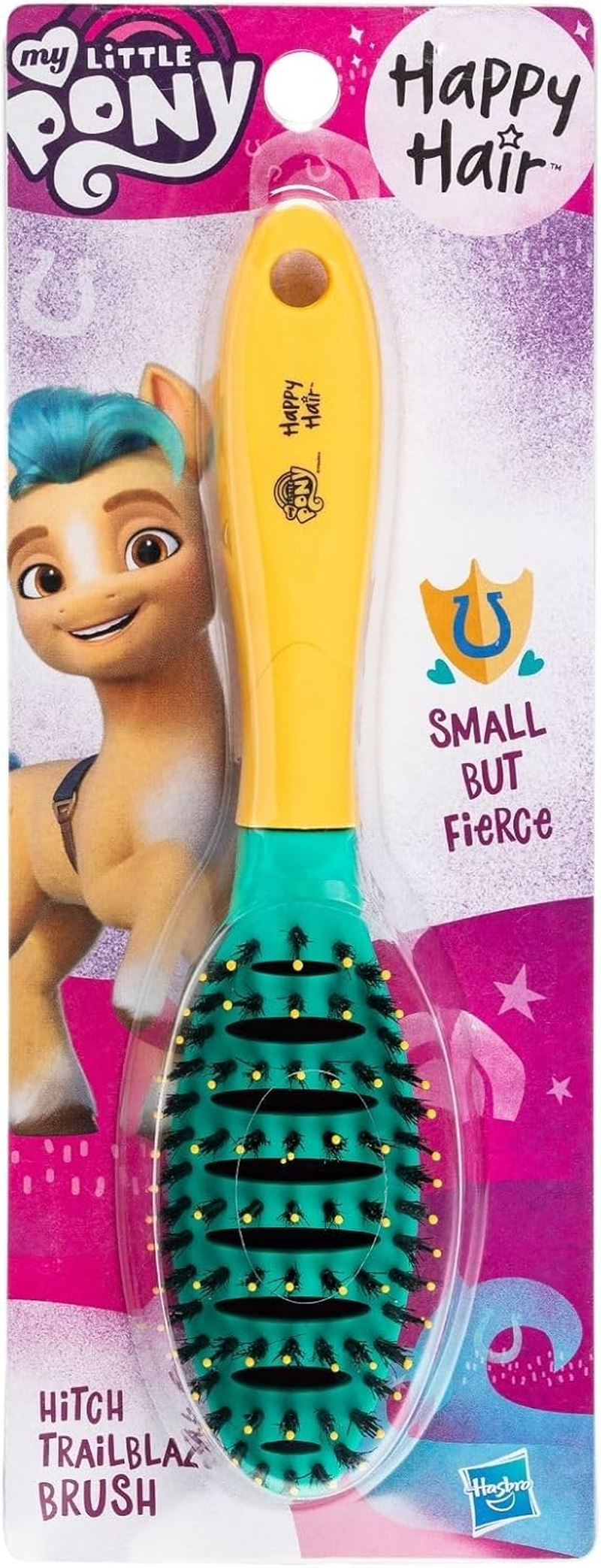 HAPPY HAIR: Mini Brush - My Little Pony Hitch - Bristles and Pins Designed to Detangle and Smooth All Hair Types - Great for Toddlers, Shorter Hair & Pets image number 1