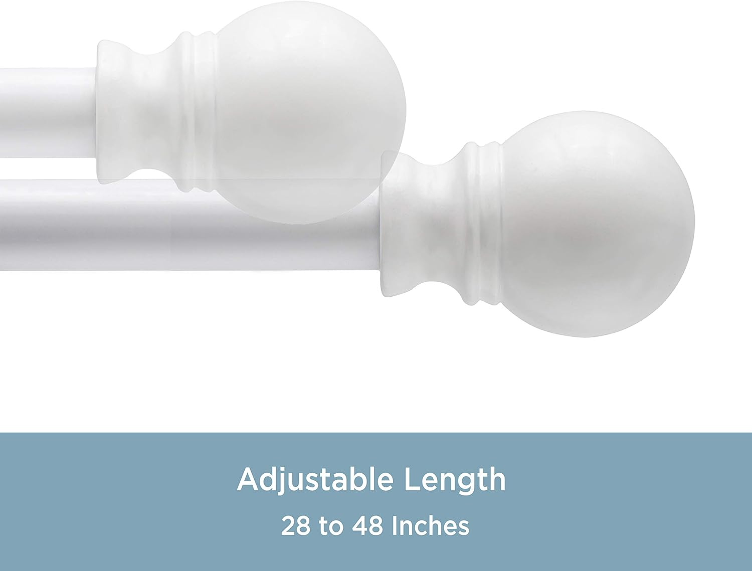 Kenney Davenport 1/2" Petite Caf&eacute; Decorative Window Curtain Rod, 28-48", White image number 3