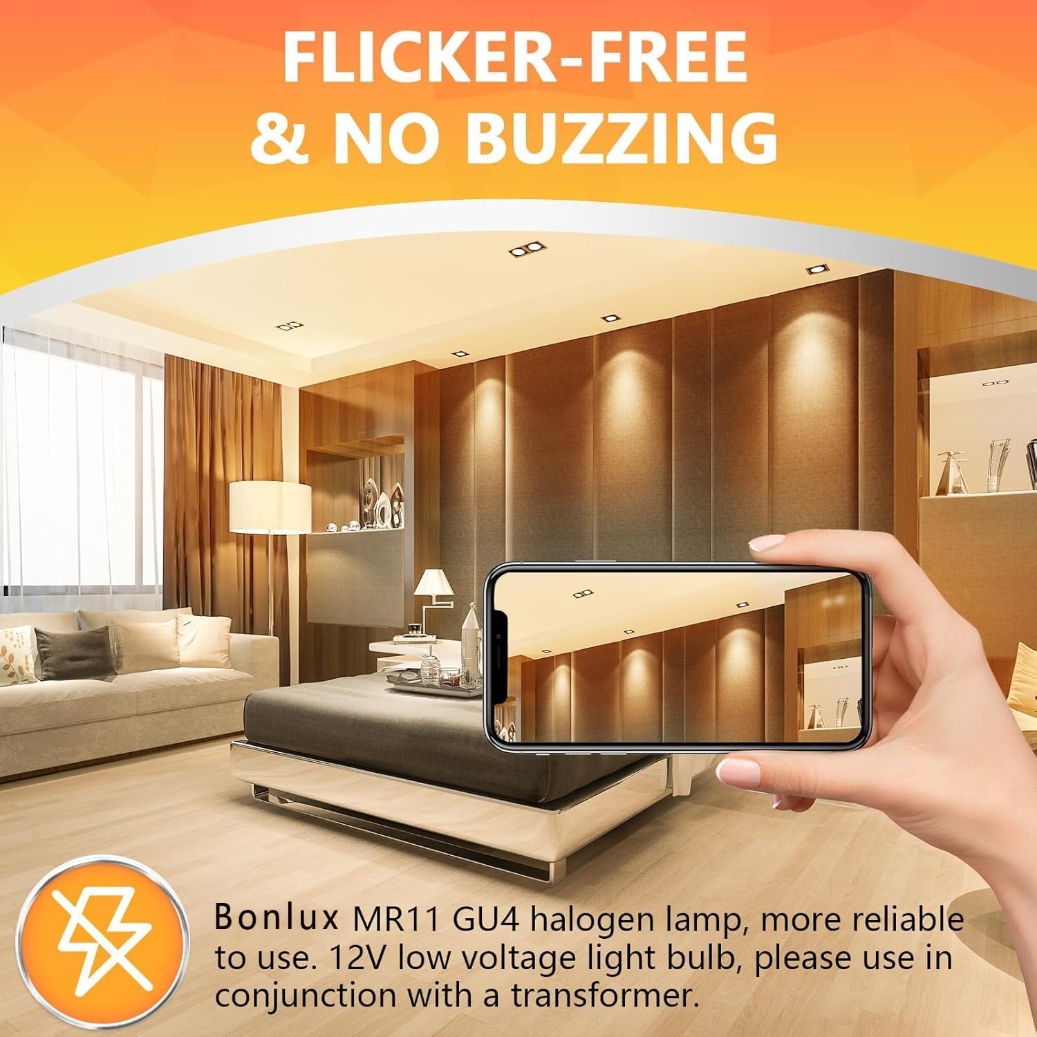 Bonlux 20W MR11 GU4 12V Halogen Light Bulb 35Mm Diameter Mirror Reflector and Protective Cover (8 Pack, Warm Light 2800K) image number 6