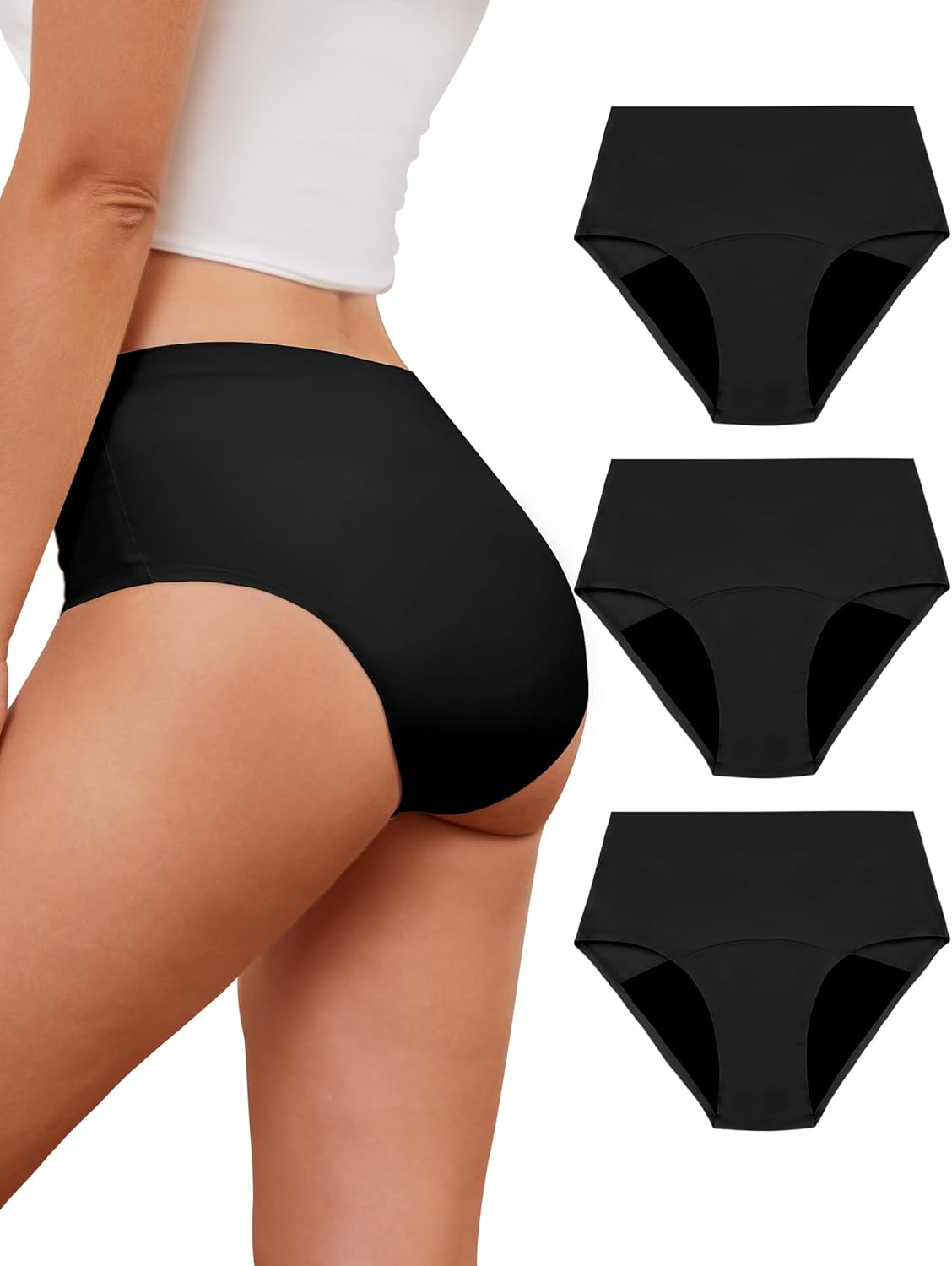 Posefree Period Underwear Heavy Bleeding 40 Ml Women'S Period Briefs Absorbency Breathable Comfortable Pack of 3 Size S-XXL