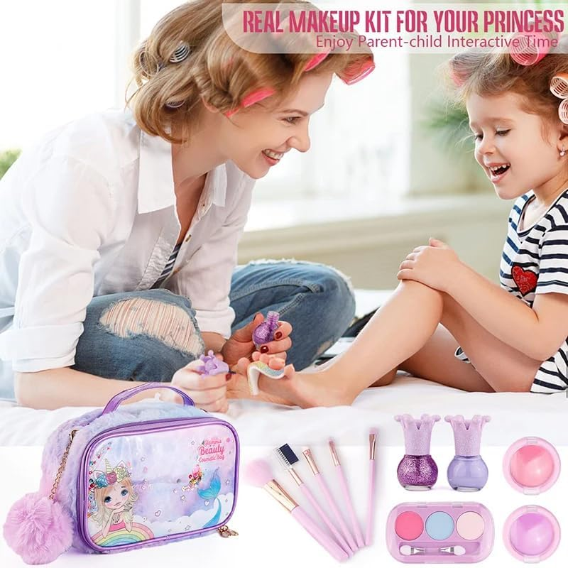 Kids Makeup Kit for Girl - Kids Washable Makeup Girls Toys with Unicorn Cosmetic Case, Real Girl Makeup Sets for Toddler Kid Children Christmas Birthday Gifts Toys for 3 4 5 6 7 8-12 Year Old Girls image number 4