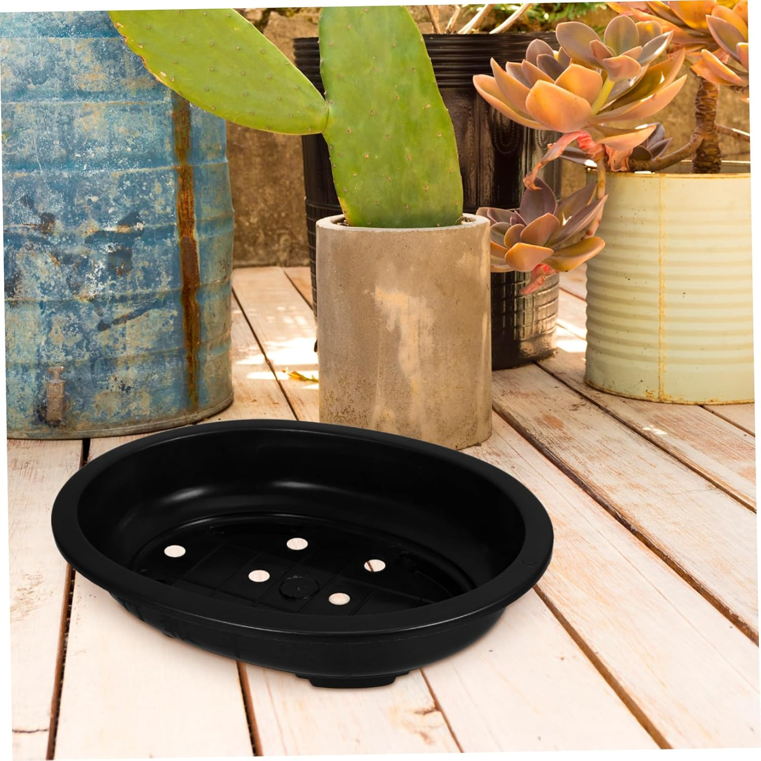 GAROZATION 4Pcs Oval Bonsai Flowerpot for Home Gardening Stylish Decorative Containers for and Bonsai Plants for Indoor and Outdoor Use image number 1